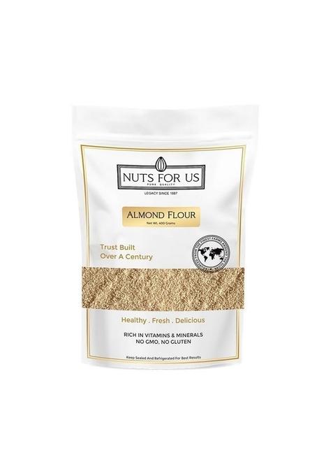 Nuts For Us Natural Almond Flour (400Gms) | Un-Blanched Skin-Free, Smooth & Naturally Nutritious High In Protein Vitamin E Ideal Baking Breads Cakes, Keto Diets Guilt-Free Snacking