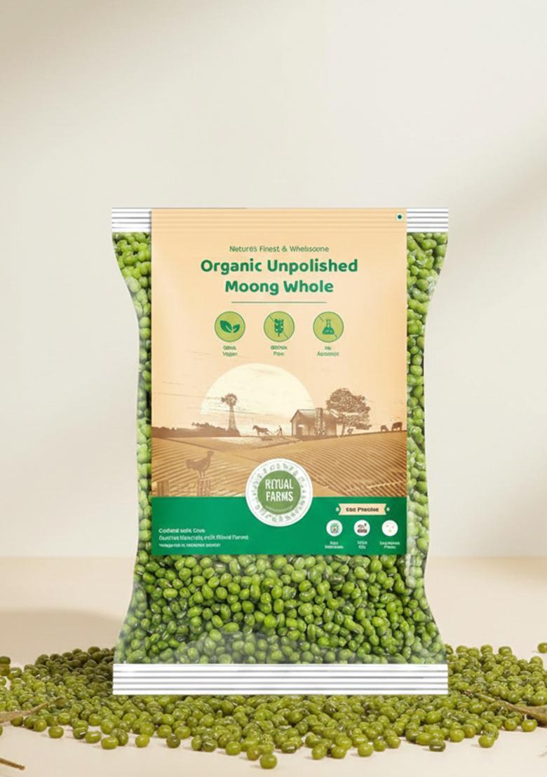 Ritual Farms Natural Unpolished Moong Whole | Green Gram Naturally Rich Source Of Protein Indian Pulses For Cooking And Daily Use Ideal Preparing Vegetarian Dishes (1Kg)