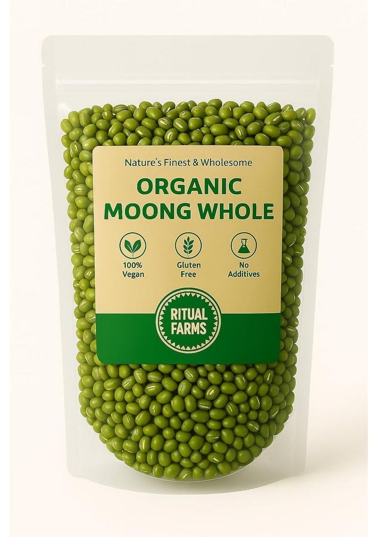 Ritual Farms Natural Unpolished Moong Whole | Green Gram Naturally Rich Source Of Protein Indian Pulses For Cooking And Daily Use Ideal Preparing Vegetarian Dishes (1Kg)
