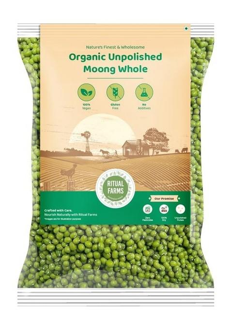 Ritual Farms Natural Unpolished Moong Whole | Green Gram Naturally Rich Source Of Protein Indian Pulses For Cooking And Daily Use Ideal Preparing Vegetarian Dishes (1Kg)