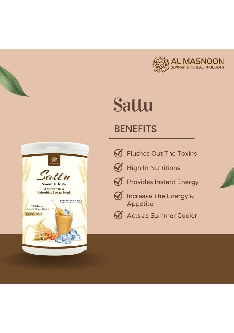Al Masnoon Sweet Sattu With Barley, Almond & Cardamom/A Nutritional Delicious Energy Drink 250G(Pack Of 1)