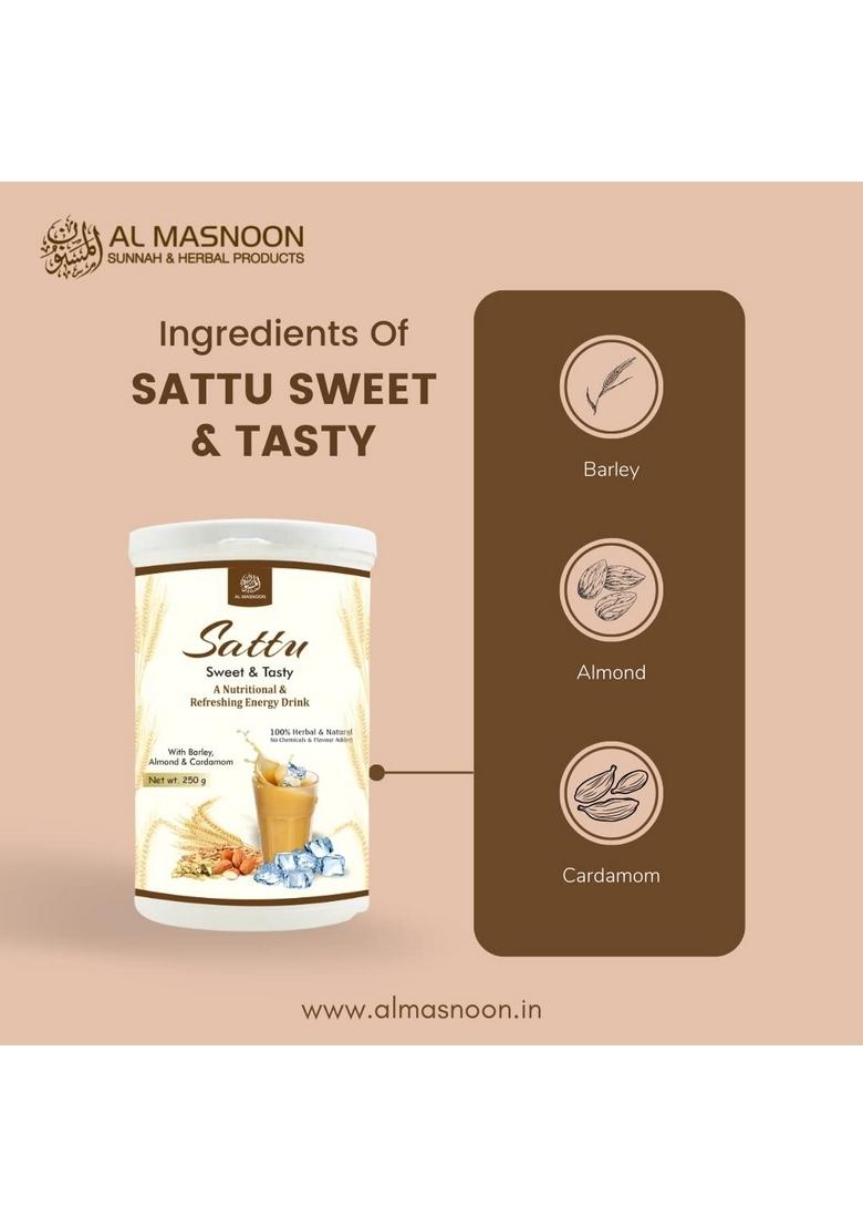Al Masnoon Sweet Sattu With Barley, Almond & Cardamom/A Nutritional Delicious Energy Drink 250G(Pack Of 1)