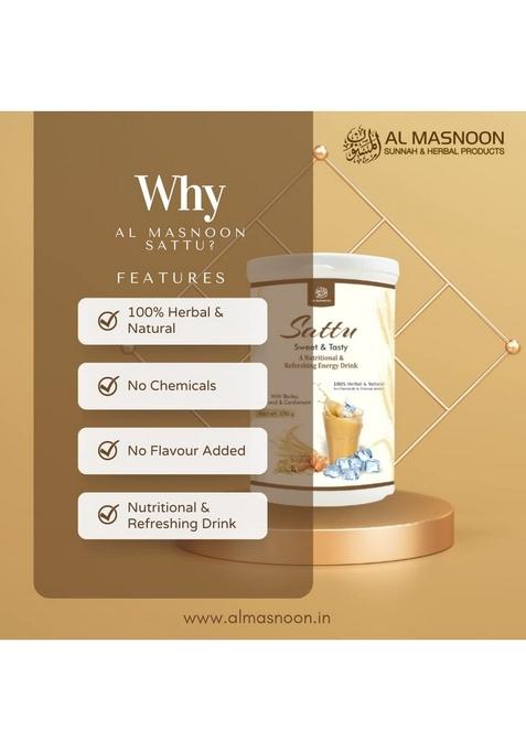Al Masnoon Sweet Sattu With Barley, Almond & Cardamom/A Nutritional Delicious Energy Drink 250G(Pack Of 1)