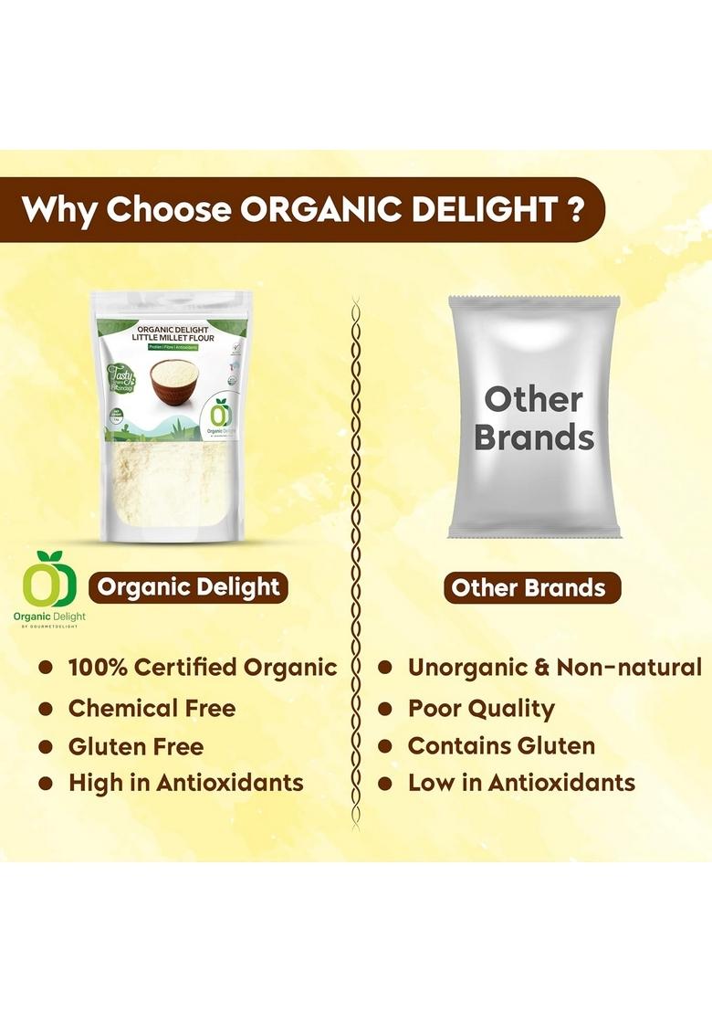 Organic Delight 100% Natural Little Millet Flour/Atta | Low Gi Atta For Healthy Cooking & Baking Gluten Free High Protein Fiber Great Roti, Dosa, And (1 Kg)
