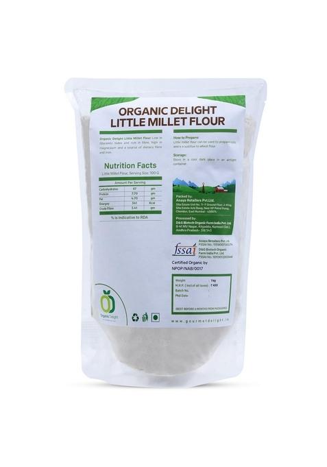 Organic Delight 100% Natural Little Millet Flour/Atta | Low Gi Atta For Healthy Cooking & Baking Gluten Free High Protein Fiber Great Roti, Dosa, And (1 Kg)