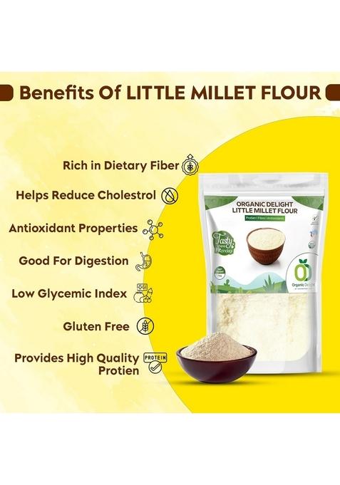 Organic Delight 100% Natural Little Millet Flour/Atta | Low Gi Atta For Healthy Cooking & Baking Gluten Free High Protein Fiber Great Roti, Dosa, And (1 Kg)