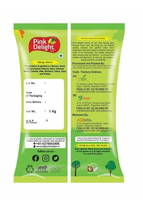 Pink Delight Premium Rajma Chitra (Pink Rajma) | Kidney Beans Gluten Free 100% Dry And Unpolished 1 Kg Pack