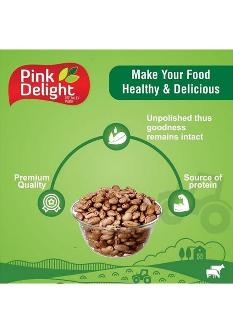 Pink Delight Premium Rajma Chitra (Pink Rajma) | Kidney Beans Gluten Free 100% Dry And Unpolished 1 Kg Pack