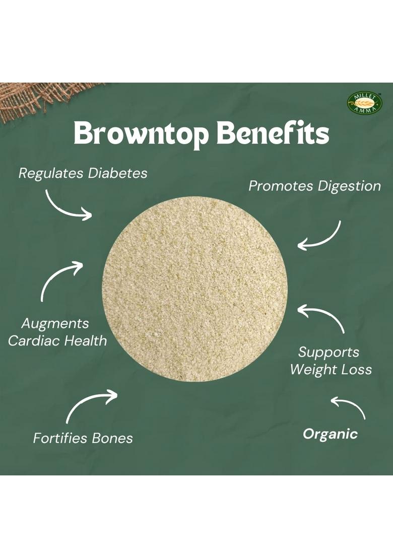 Millet Amma Certified Organic Unpolished Browntop Rava 1 Kg Pack | Suitable For Multiple Recipes (Upma, Khichdi) Rich In Protein, Gluten Free