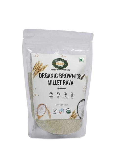Millet Amma Certified Organic Unpolished Browntop Rava 1 Kg Pack | Suitable For Multiple Recipes (Upma, Khichdi) Rich In Protein, Gluten Free