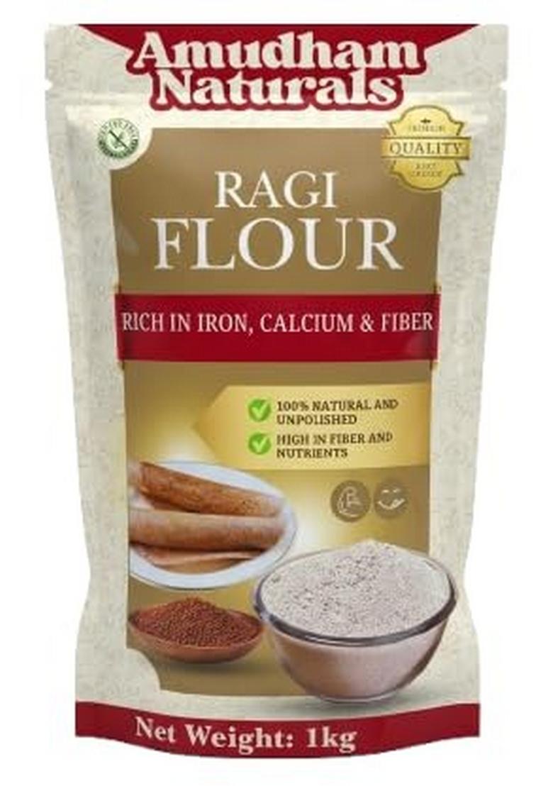 Amudham Naturals 100% Pure Ragi Flour, Traditional Indian Finger Millet No Added Preservatives, Gluten-Free, 1 Kg
