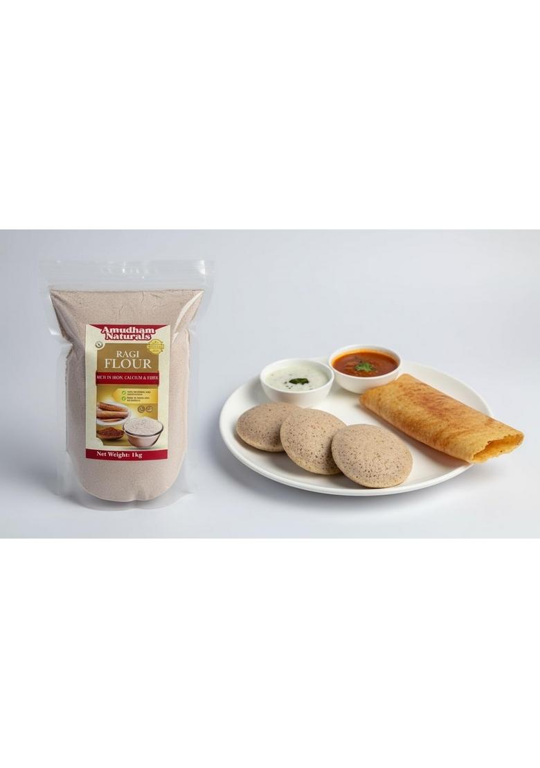 Amudham Naturals 100% Pure Ragi Flour, Traditional Indian Finger Millet No Added Preservatives, Gluten-Free, 1 Kg