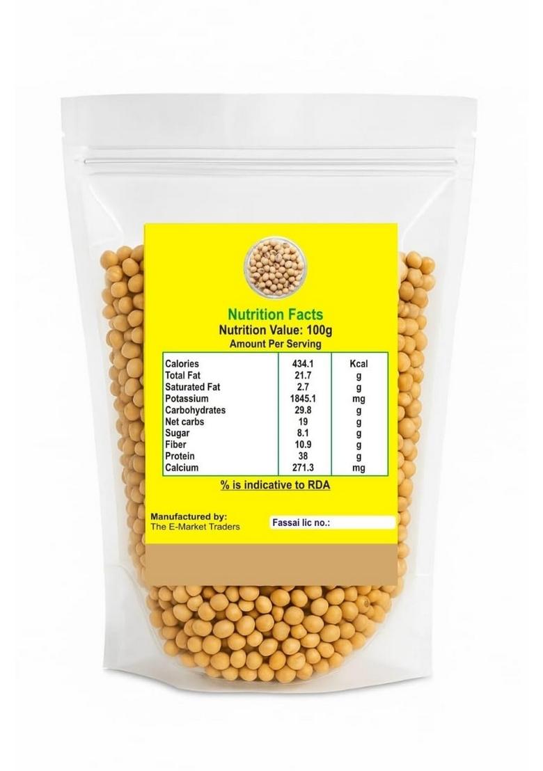 The E Market Raw Soya Beans, Pure And Natural, High Protein Fiber, 500G