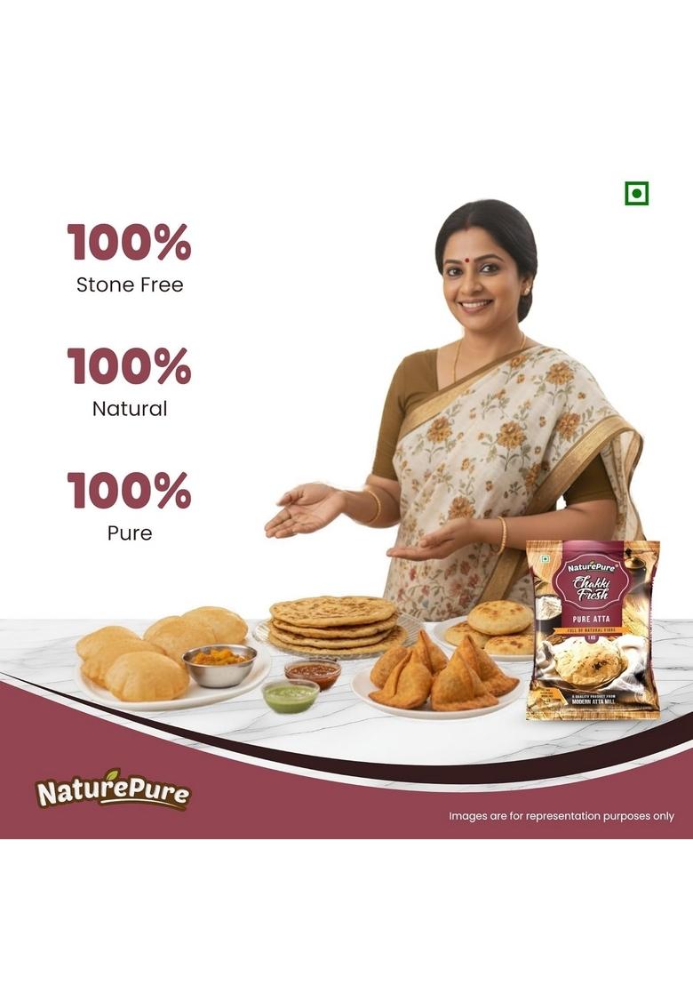 Naturepure (Device Of Leaf) Chakki Atta | 1 Kg 100% Whole Wheat Rich In Protein & Fibre Pure Natural