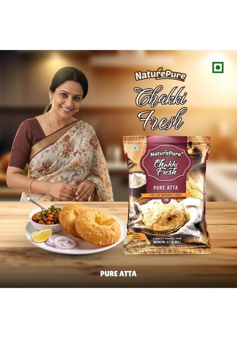 Naturepure (Device Of Leaf) Chakki Atta | 1 Kg 100% Whole Wheat Rich In Protein & Fibre Pure Natural
