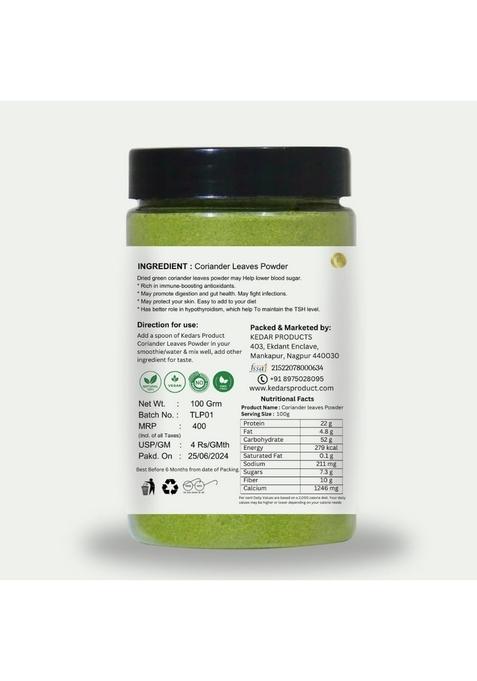 Kedars Product Coriander Leaves Powder 100 Gram