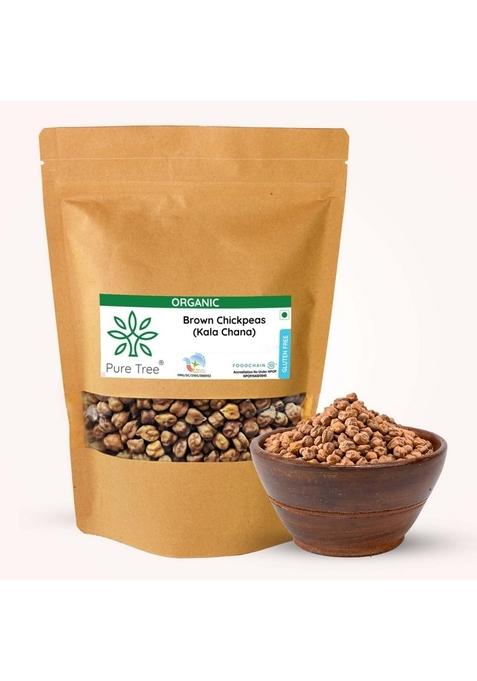Pure Tree Certified Organic Kala Chana | 1.8 Kg / 1800 G Brown Chickpeas Desi Whole Kadle Kalu Plant Based High Protein Kondakadalai Black Gram