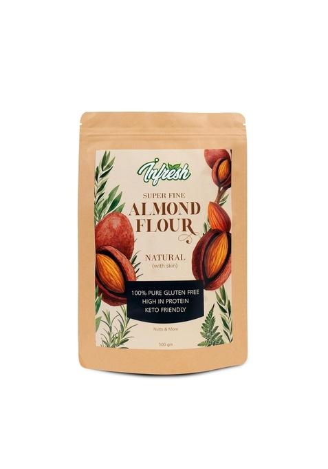 Infresh Natural Almond Flour|Superfine |With Skin| Ideal For Baking And Roti'S| Low-Carb | Keto Friendly| Gluten Free