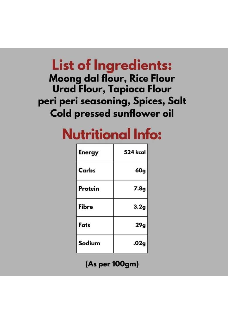 Mof Mangalam Organic Foods Healthy Airfried Moong Sev, Peri Flavored, Gluten Free, High Protein Snack, 80% Less Oil, Maida (200Gm) - Indya