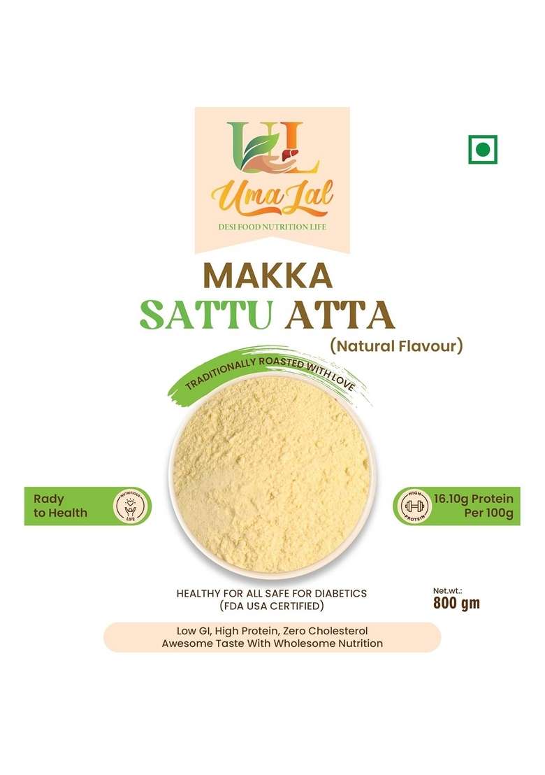 Engineer Bhuja Desi Bihari Makai Sattu Powder Stone Ground Maize Flour High Protein Fiber Rich Roasted Makk Atta 800Gm Pack - Indya