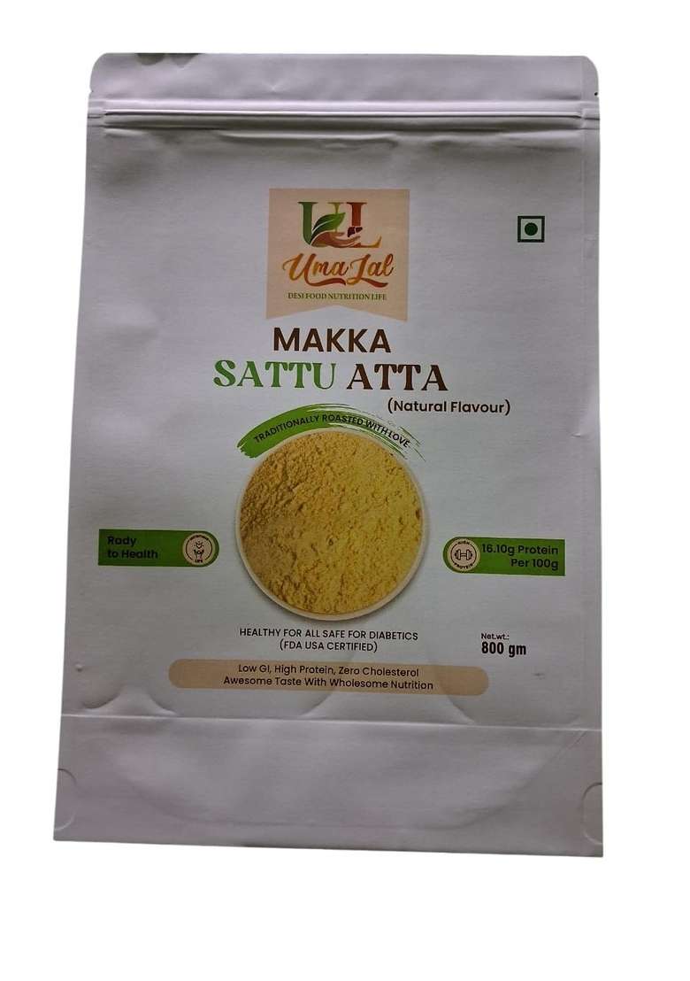 Engineer Bhuja Desi Bihari Makai Sattu Powder Stone Ground Maize Flour High Protein Fiber Rich Roasted Makk Atta 800Gm Pack - Indya
