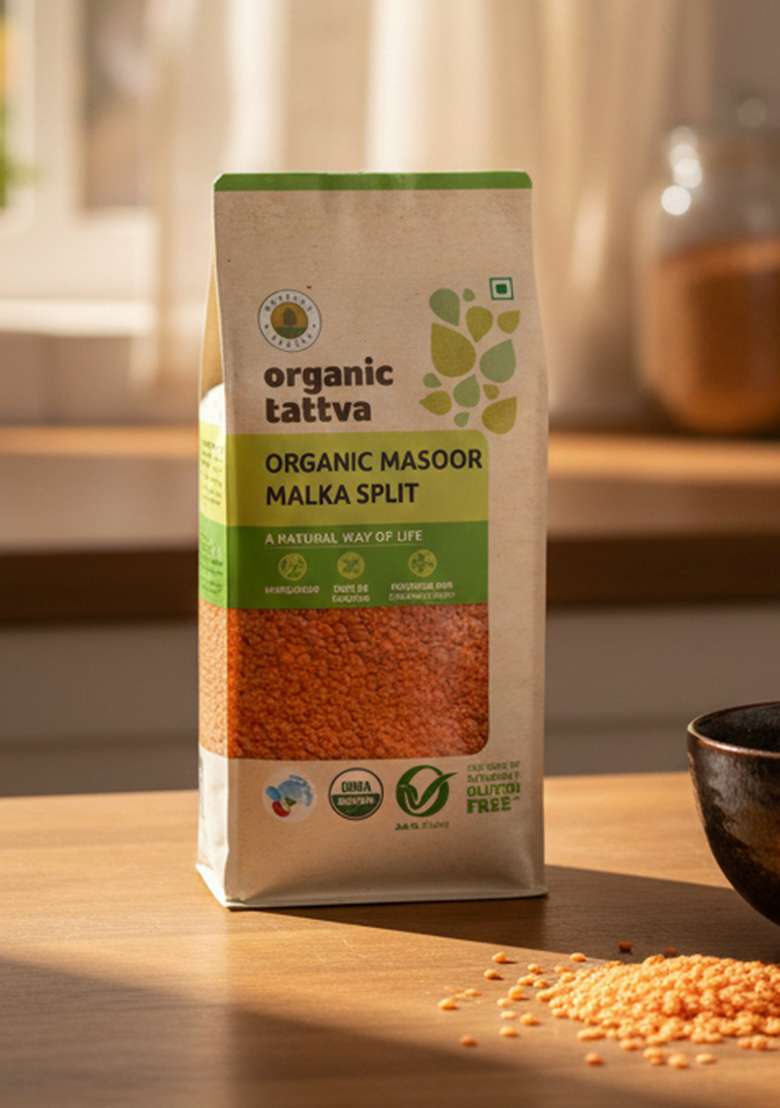 Organic Tattva Tattva, Masoor Malka Split 1Kg | Dhuli Dal |Rich In Protein Naturally Gluten Free Unpolished Pesticide And Chemical Pack Of 1 - Indya