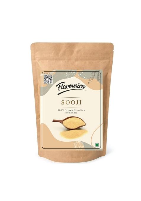Flavourica Organic Fiber Rich Whole Suji/Sooji Rava, 1 Kg,Premium Semolina For Delicious Creations