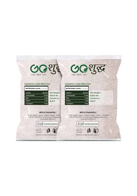 Goshudh Ragi Atta (Finger Millet Flour)|1 Kg Each (Pack Of 2)| Combo Offer| Kitchen Essentials| Cereal Grain Flour| Boosts Immunity, Skin & Hair Health| Good For Digestion