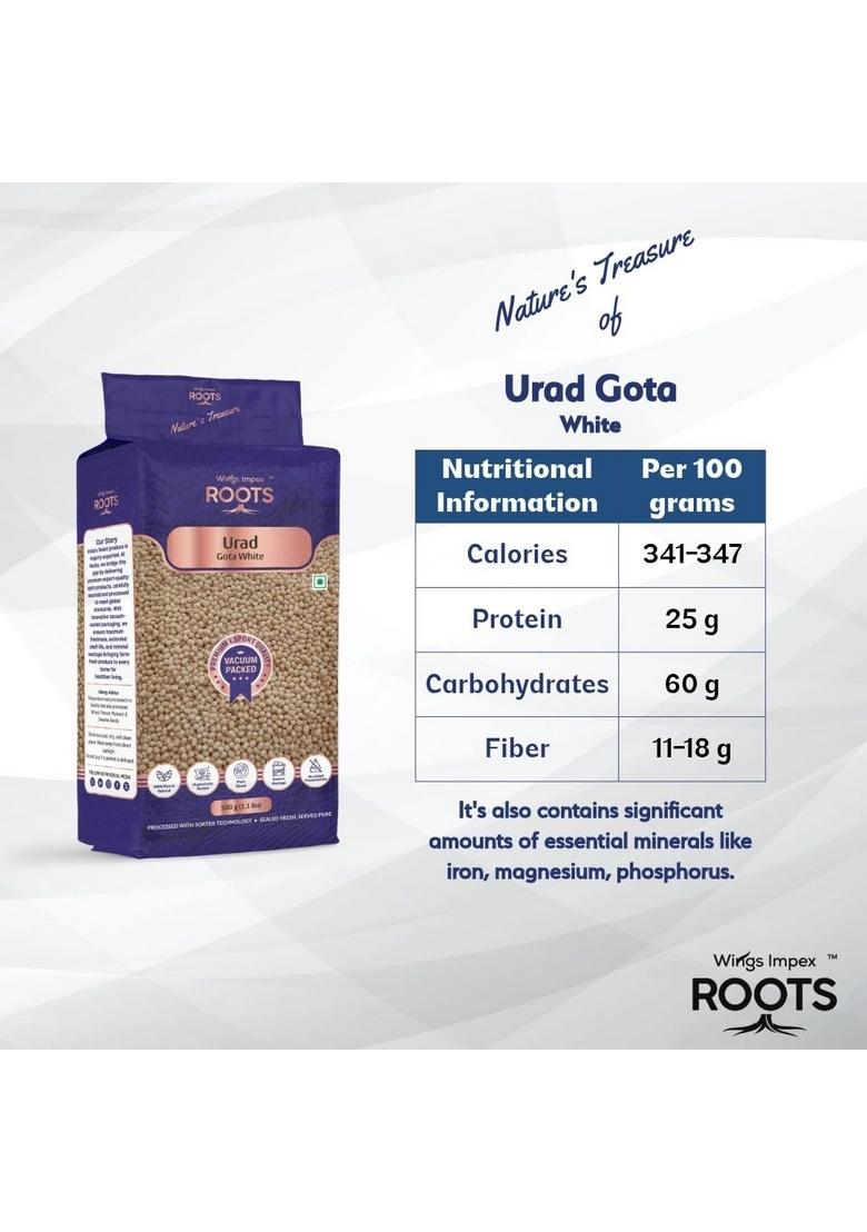 Wings Impex Roots Urad Gota White 500 G | Whole Protein-Rich & Unpolished Pulses Vaccum Packed