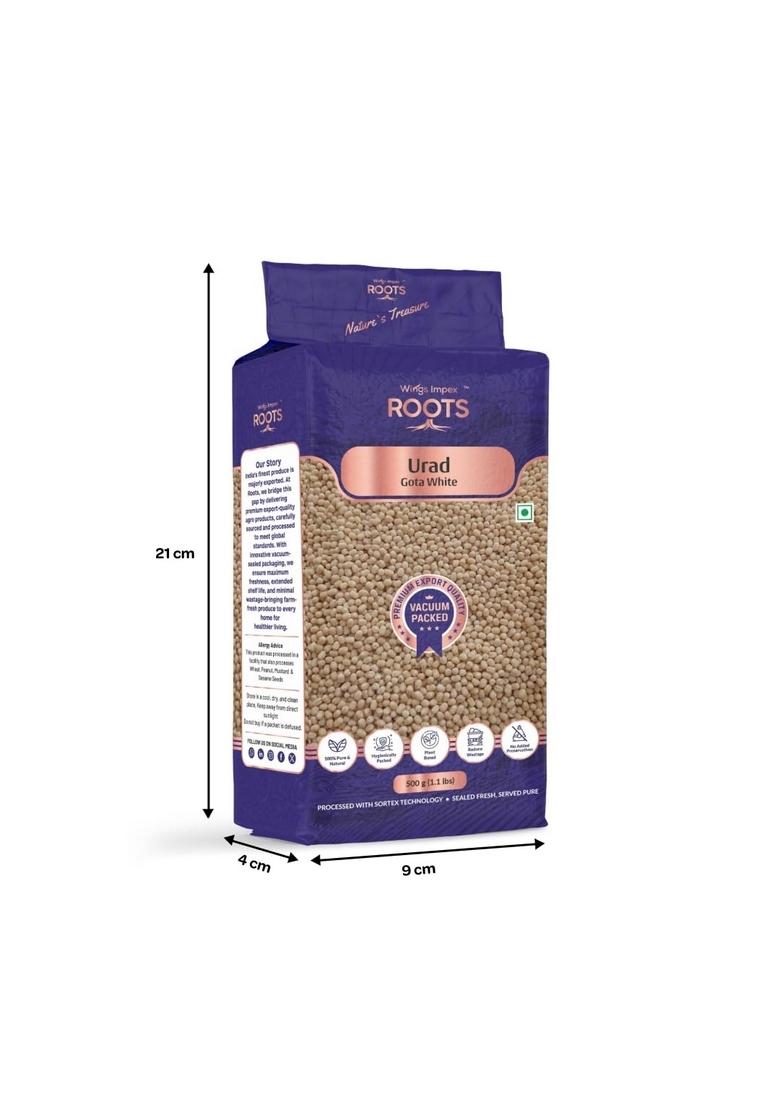 Wings Impex Roots Urad Gota White 500 G | Whole Protein-Rich & Unpolished Pulses Vaccum Packed