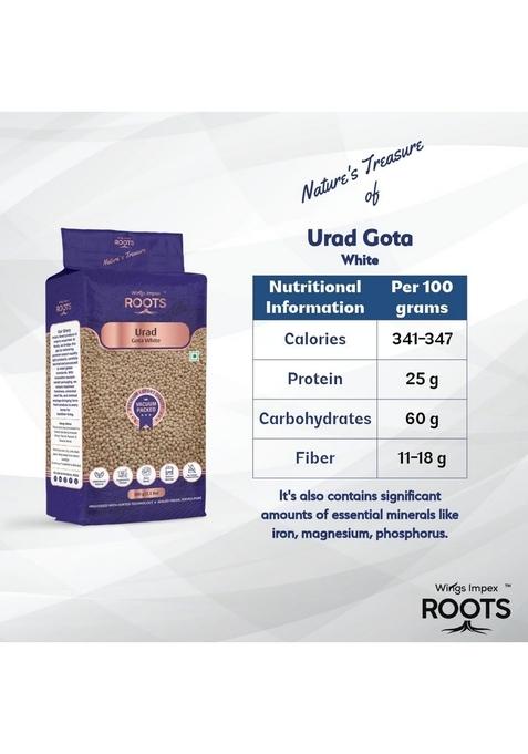 Wings Impex Roots Urad Gota White 500 G | Whole Protein-Rich & Unpolished Pulses Vaccum Packed
