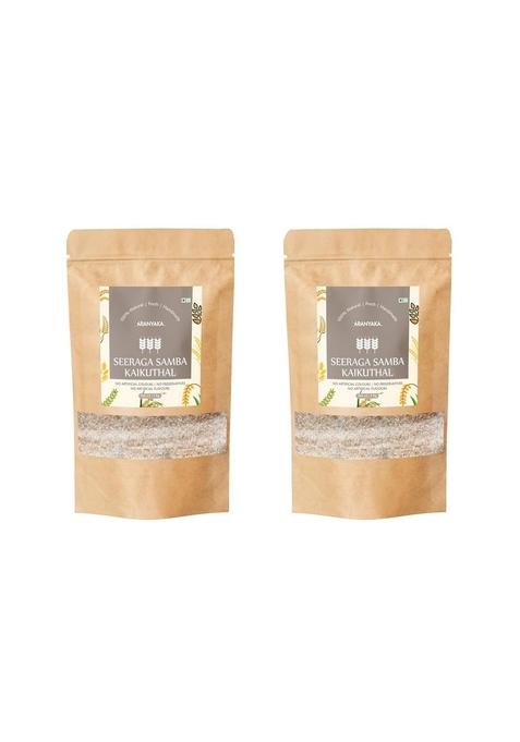 Aranyaka Jeera Samba Kaikuthal Boiled Rice 2Kg | Unpolished Small Grain Aromatic Seeraga Samba/Jeerakasala/Gobindo Bhog/Chitti Mutyalu Perfect For Pulao & Biryani (1Kg X 2)