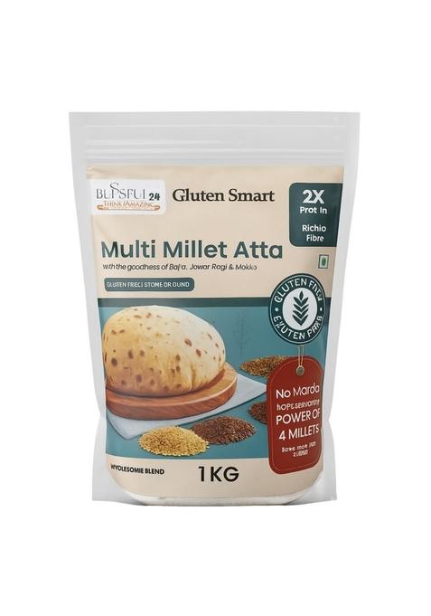 Blissful 24 Multigrain Atta/Multi Millet Atta 900G | Diabetic Friendly Low Gi Wheat Flour With 2X Protein Power Of 4 Millets (Bajra, Jowar, Ragi & Makka Sugar For Weight Loss