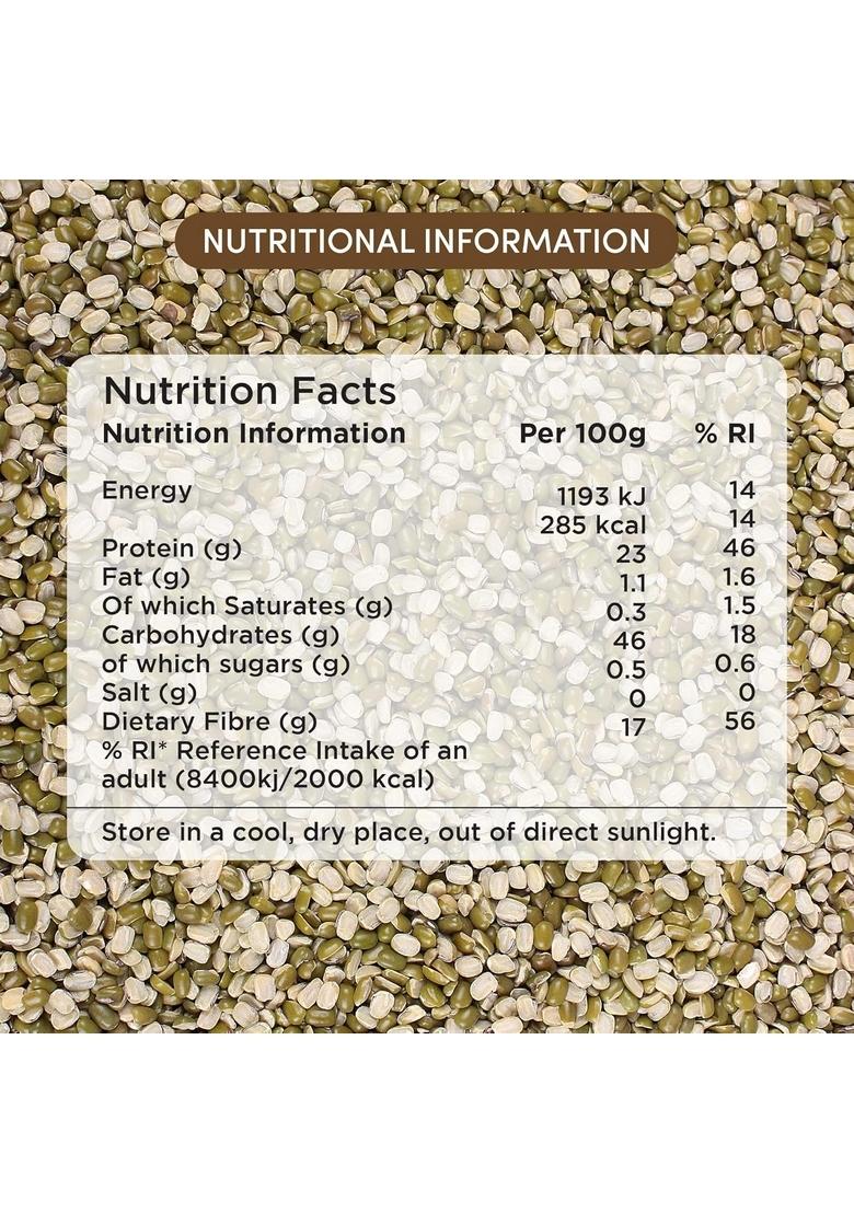 Go Earth Organic Moong Dal Chilka/Split Green Gram, 1Kg | Rich In Protein High Nutrients No Additives Certified Mung Dal, Mug Yellow Lentils
