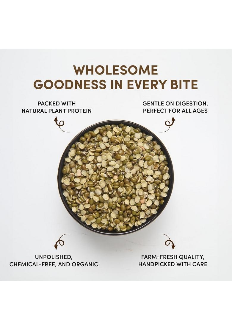 Go Earth Organic Moong Dal Chilka/Split Green Gram, 1Kg | Rich In Protein High Nutrients No Additives Certified Mung Dal, Mug Yellow Lentils