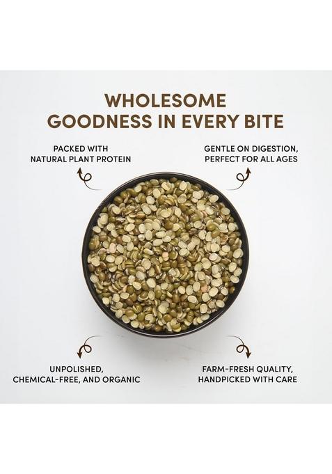 Go Earth Organic Moong Dal Chilka/Split Green Gram, 1Kg | Rich In Protein High Nutrients No Additives Certified Mung Dal, Mug Yellow Lentils
