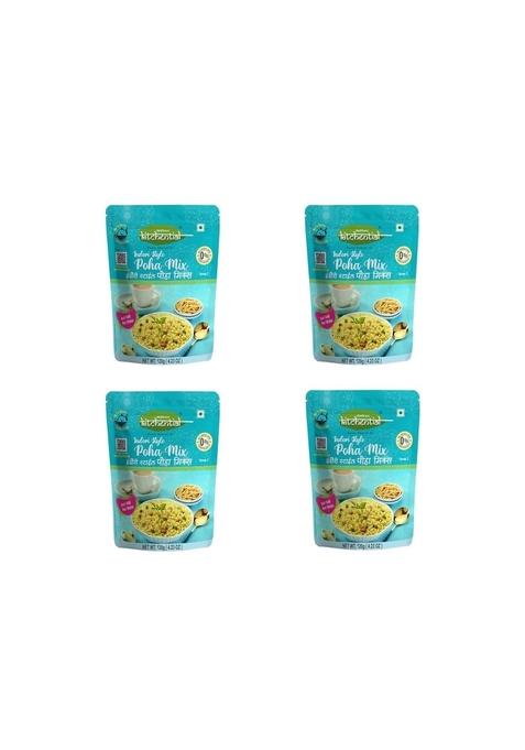 Kitchential Indori Style Poha Mix | Instant Ready To Eat Breakfast Tasty & Authentic Quick Easy Indian Meal Ideal For Busy Mornings Nutritious Delicious (Pack Of 4-480 Gm)