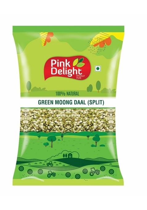 Pink Delight Premium Moong Hari Daal | Dry And Unpolished Green Gram Split Chilka 500 Gm Pack