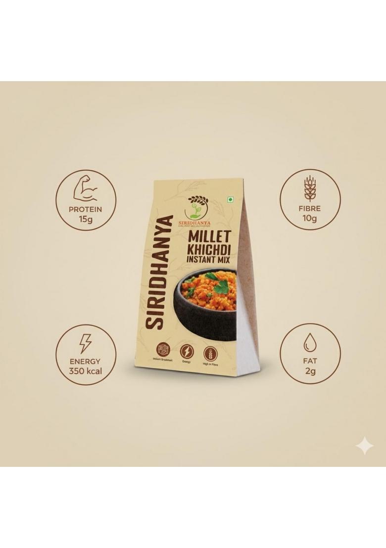 Siridhanya Millet Khichdi Instant Mix | Ready To Cook Breakfast High Fibre Savoury Tasty Homemade Style In Minutes Ideal For Busy Mornings & Light Meals (450G Pack Of 1)