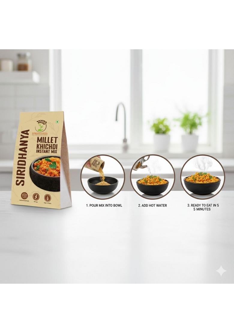 Siridhanya Millet Khichdi Instant Mix | Ready To Cook Breakfast High Fibre Savoury Tasty Homemade Style In Minutes Ideal For Busy Mornings & Light Meals (450G Pack Of 1)