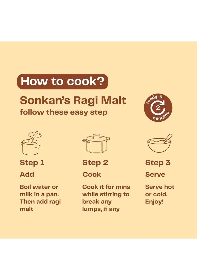 Sonkan - Ragi Satva | Porridge Mix Certified Organic, No Sugar, Salt, Milk, Chemicals Or Pesticides 100% Natural Fibre, Protein & Iron Rich Flour/Naachni Flour, 500G (2 X 250G) - Indya