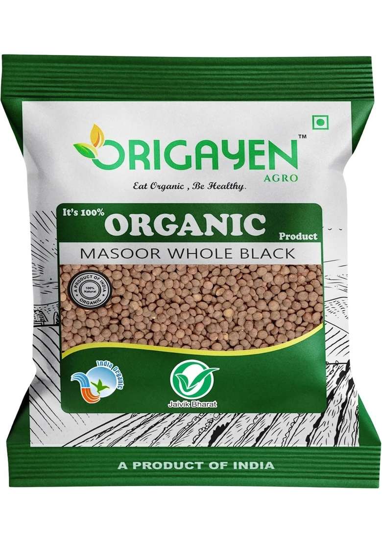 Origayen Agro Organic Masoor Dal Whole Black – 100% Natural & Unpolished Lentils | High Protein, Fiber-Rich Pulses 500G Pack - Indya