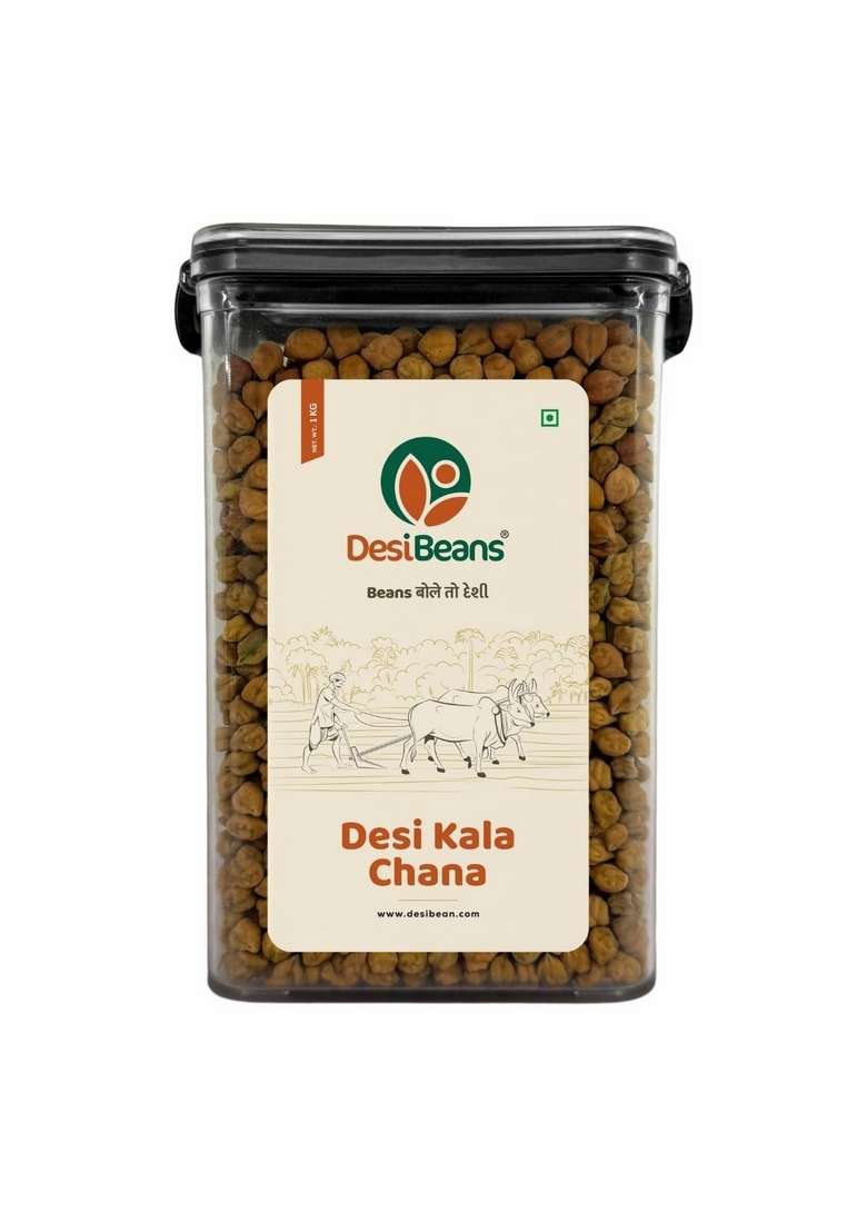 Desibeans Kala Chana, Black Chickpeas, 1 Kg, Natural And Pesticide-Free, High Protein Fiber-Rich Pulses For Curries, Snacks, Salads, Freshly Packed Maximum Freshness. - Indya