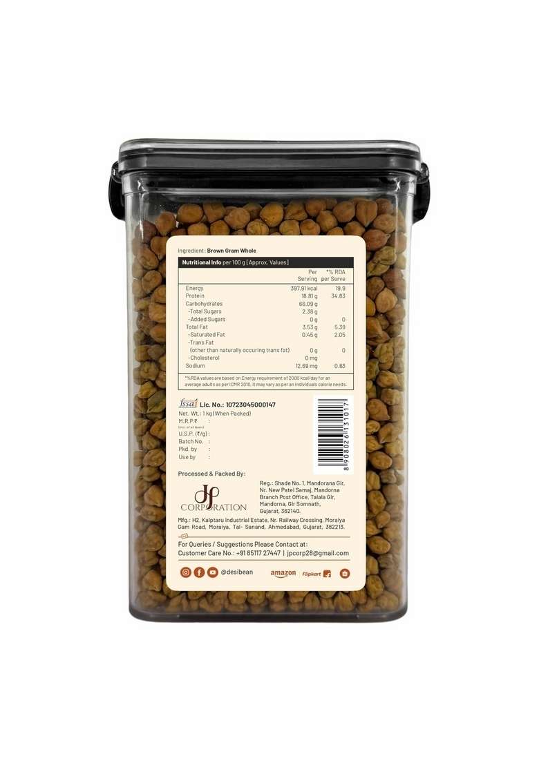 Desibeans Kala Chana, Black Chickpeas, 1 Kg, Natural And Pesticide-Free, High Protein Fiber-Rich Pulses For Curries, Snacks, Salads, Freshly Packed Maximum Freshness. - Indya