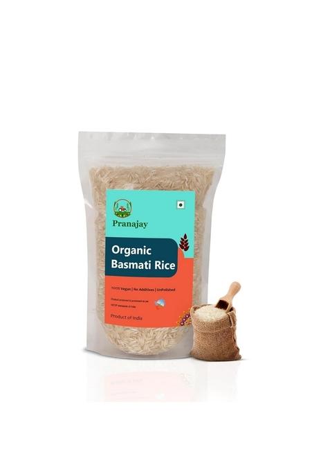 Pranajay Organic White Basmati Rice - 1 Kg | Long Grain For Everyday Use Unpolished And Chemical Free Rich In Taste Aroma