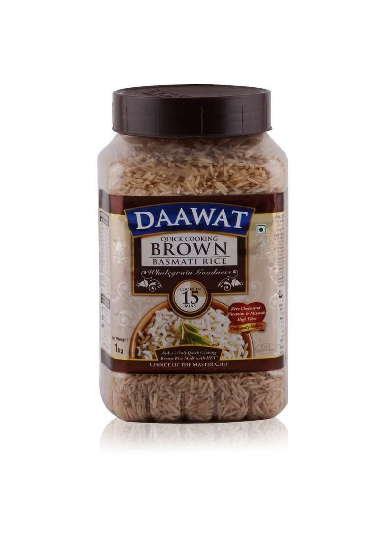 Daawat Basmati Rice - Brown, 1Kg Jar - Indya