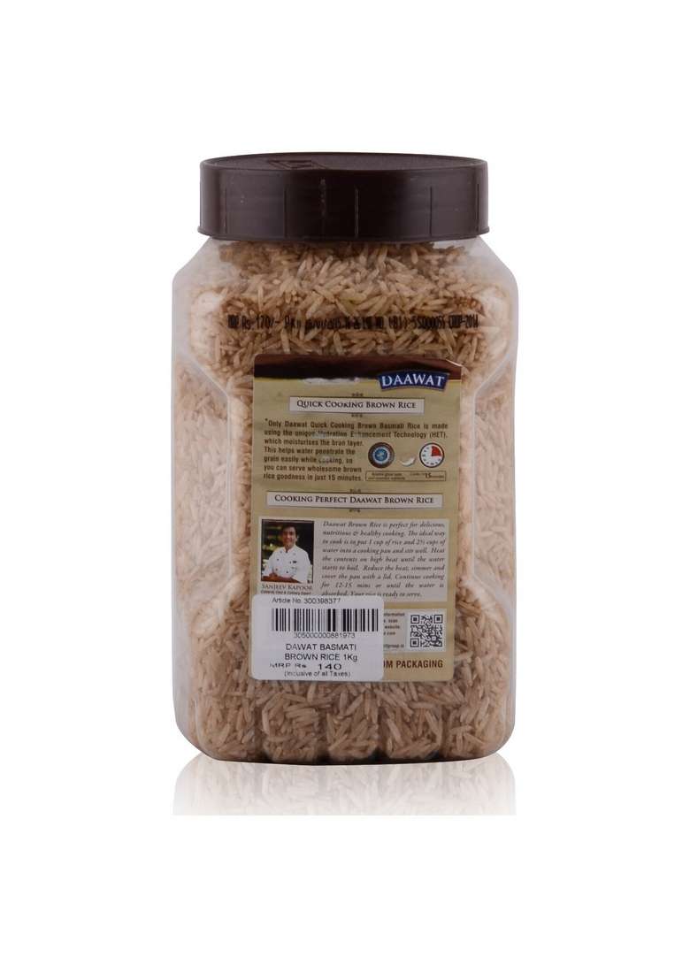 Daawat Basmati Rice - Brown, 1Kg Jar - Indya