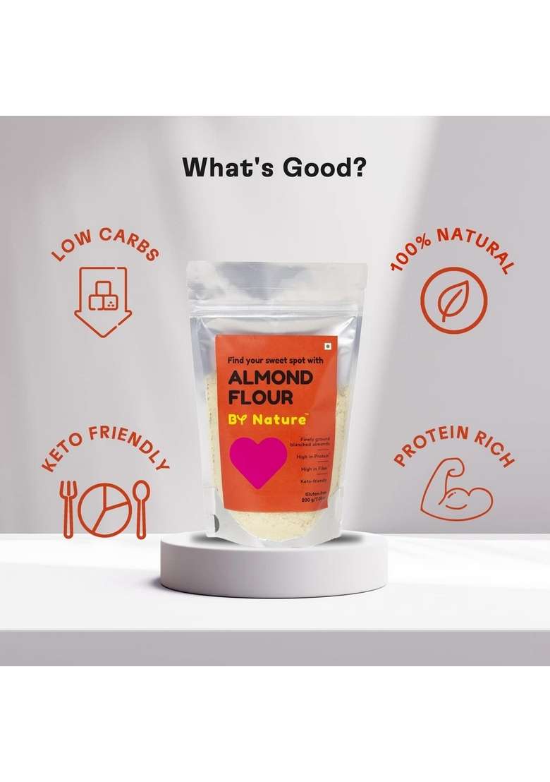 By Nature Almond Flour, 200G | Low Carb Keto Friendly Blanched Fine Powder 100% Natural Protein Rich Gluten Free In Vitamin E & Anti - Oxidants Dietary Atta - Indya