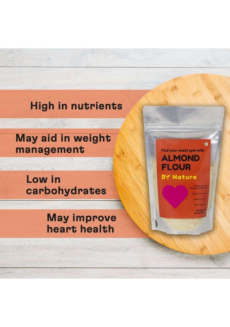 By Nature Almond Flour, 200G | Low Carb Keto Friendly Blanched Fine Powder 100% Natural Protein Rich Gluten Free In Vitamin E & Anti - Oxidants Dietary Atta - Indya