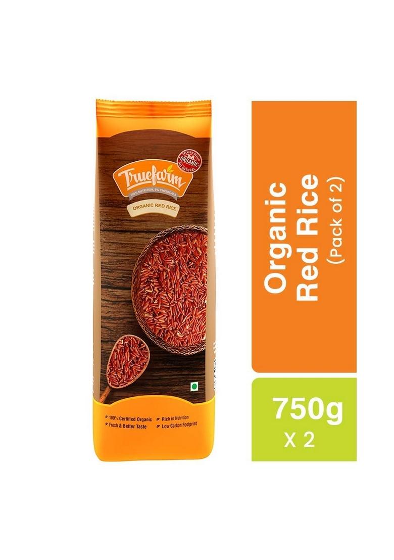 Truefarm Truefarm- Organic Red Rice (2X750G) | High Nutrient Content Rich In Fiber And Selenium Unique Nutty Flavor No Toxic Fertilizers Or Harsh Chemicals Healthy